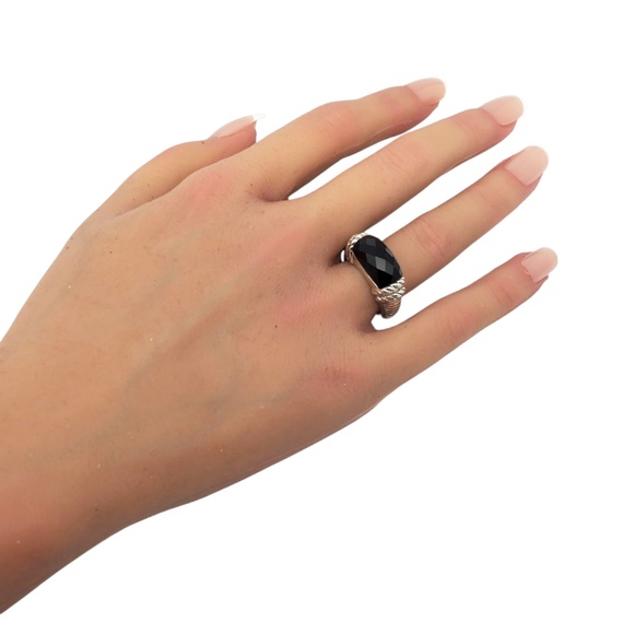 Judith Ripka Sterling Silver Faceted Onyx Ring Size 7 #21008 - Picture 5 of 8